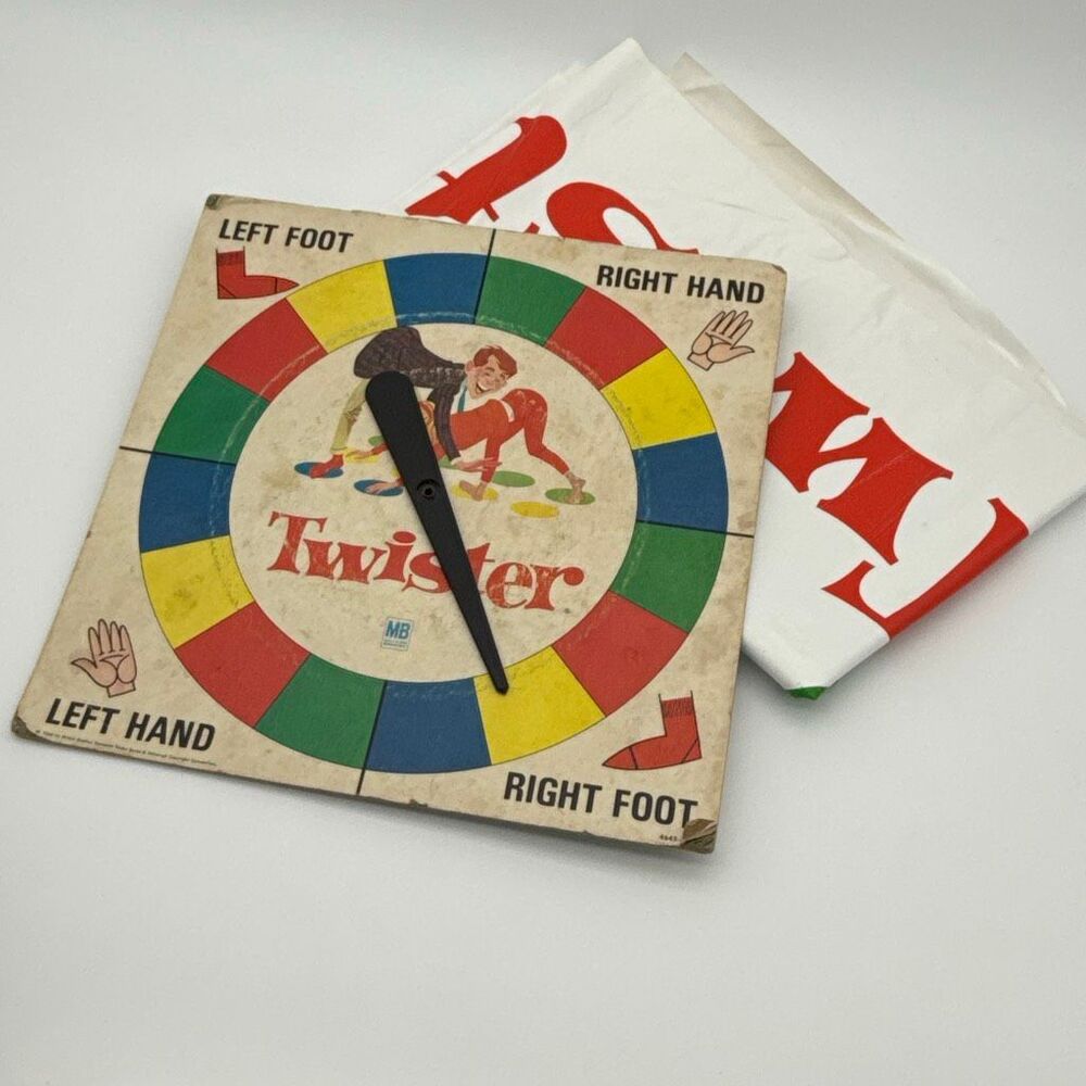 Vintage 1966 Twister Game Board w‎ Spinner Milton Bradley Original 1960s